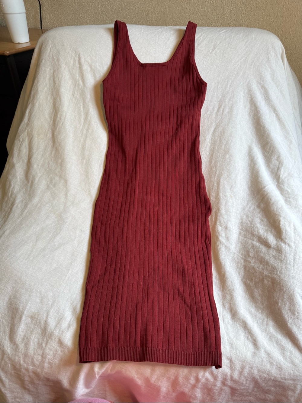 Active USA Ribbed Tank Midi Dress - Burgundy
